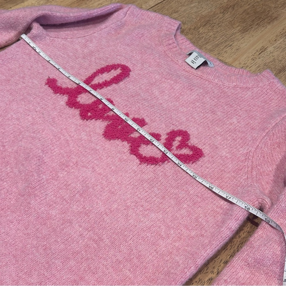 Pink "Love" Graphic Knit Sweater - Valentine's Day & Soft Girl Aesthetic Small - Picture 6 of 8